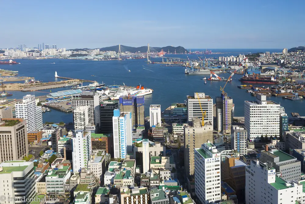 Aussicht auf den Hafen von Busan