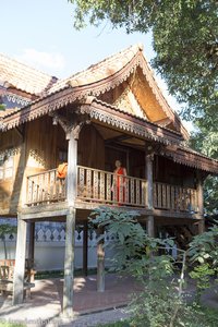 Mönchsbehausung im Chanthaboury Temple von Vientiane