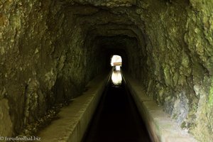 einer der langen Tunnel an der Fajã do Rodrigues