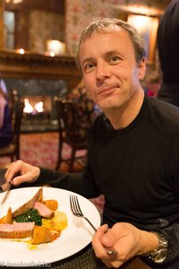 Lars beim Abendessen im Norwood Hall Hotel