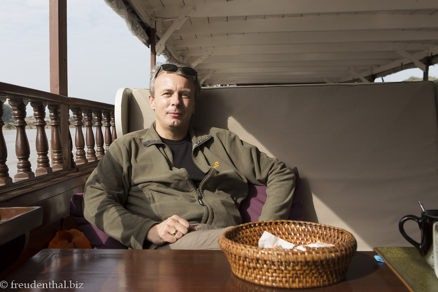 Lars auf dem Mekong-Boot