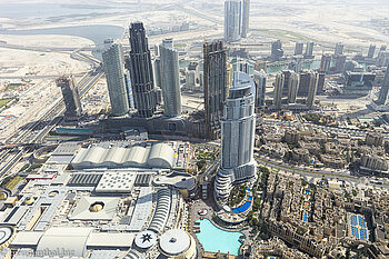 Ein Blick auf die Hochhäuser von Dubai