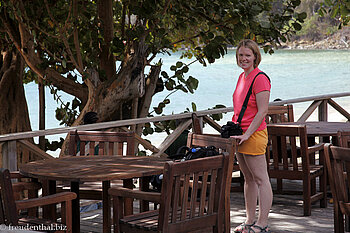 Annette auf der Terrasse vom Blue Waters Inn