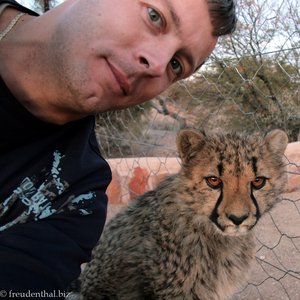Selfie mit einem jungen Geparden