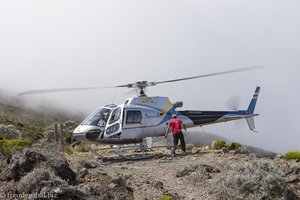 mit dem Hubschrauber wird die Gîte versorgt