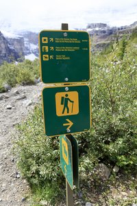 Wegweiser am Pfad zur Plain of Six Glaciers