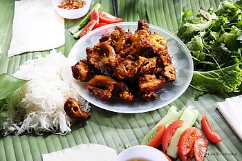 Picknick mit gegrillten vietnamesischen Spezialitäten 