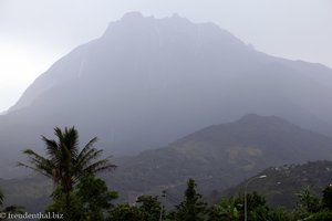 Aussicht von Nabalu auf den Kinabalu (bei Regen)