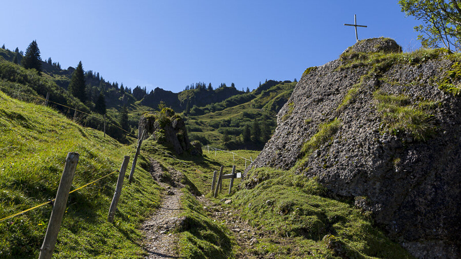 Wanderweg vom Gunzesrieder Tal hoch auf den Siplinger Kopf