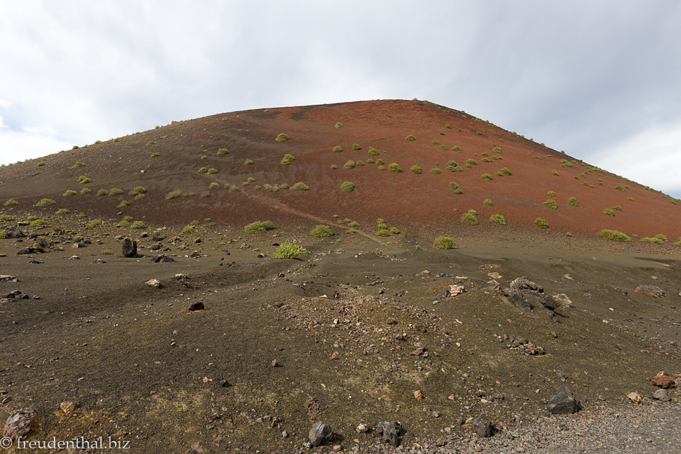 Die Caldera der Montaña Colorada zeigt Farbe
