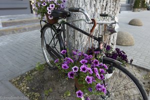ein mit Blumen geschmücktes Fahrrad in Chisinau