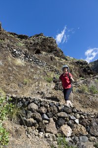 Anne beim Aufstieg aus dem Barranco Jorado