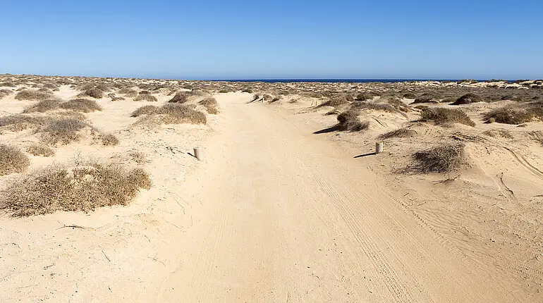 Eine wüstenhafte Landschaft auf La Graciosa