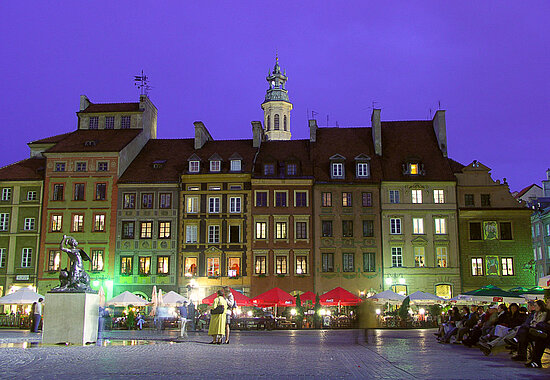 Warschau, Altstätter Marktplatz bei Nacht