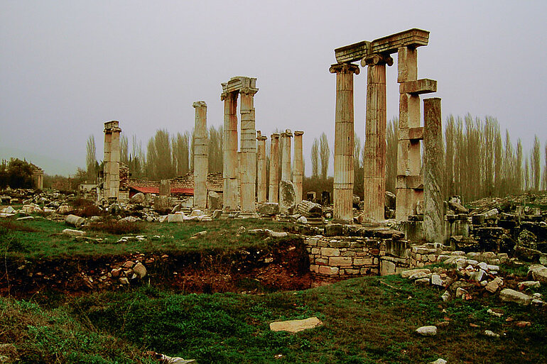 die Säulen der Tempel von Aphrodisias