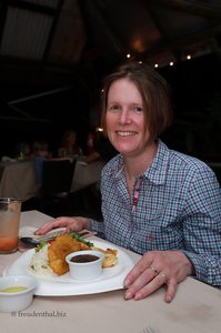 Anne beim Abendessen in der Boca Tapada Lodge