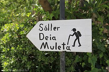 Wegweiser zur Wanderung nach Sóller