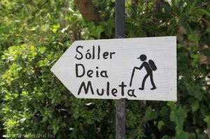 Wegweiser zur Wanderung nach Sóller