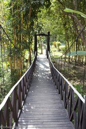 Brücke im Elephant Village Resort in Laos