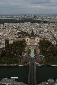 Sicht über den Place de Trocadero und Paris