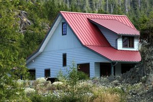 Haus mit Schwarzbär im Garten bei Telegraph Cove