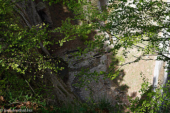 Blick steil hinab in die Schlucht des Neckers