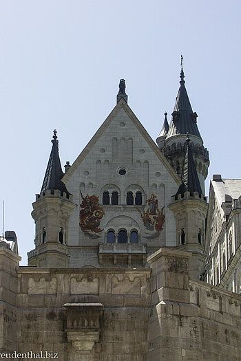 Türmchen und Zinnen beim Schloss Neuschwanstein