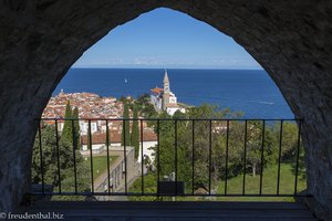 Auf der Stadtmauer von Piran