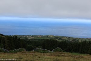 Meer zwischen Grün und Wolken