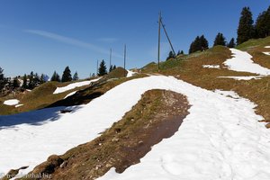 noch verschneiter Winterwanderweg auf der Rigi