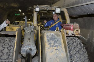 Lars in einer der großen Minenmaschine in der Cullinan Diamond Mine