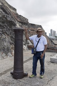 Eingemauerte Kanone zur Sicherung der Fuhrwerke im Castillo San Felipe 