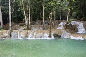 Das blau-grüne Wasser beim Tad Sae-Wasserfall