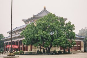Sun-Yat-sen-Gedenkhalle mit Magnolie in Kanton