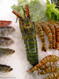 Fisch und Meeresfrüchte auf dem Nachtmarkt von Hua Hin