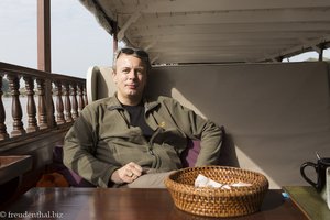 Lars auf dem Mekong-Boot