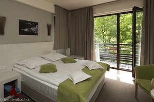 Unser Zimmer im Hotel Posada Vidraru am Stausee