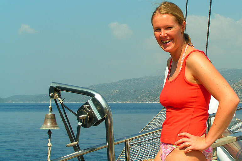 Anne fühlt sich in der Bucht von Kekova wohl