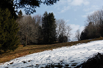 erste Schneefetzen auf dem Weg zum Berggasthaus Egg