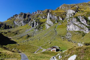 Blick von der Station Gaffia zum Bergrestaurant Alp Gaffia