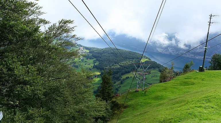 Blick von der Bergstation in die Tiefe