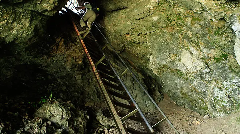 Treppe, eigentlich Leiter hoch zum Niederbauen-Chulm