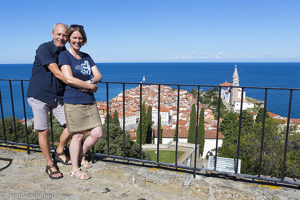Annette und Lars in Piran an der slowenischen Adriaküste