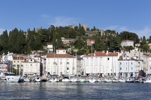 Der Hafen und die Stadtmauer von Piran