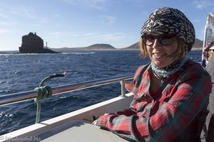 Anne auf der Fähre nach La Graciosa