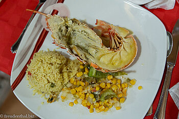 Lobster-Essen in Spezialitätenrestaurant des Club Amigo Atlantico auf Kuba