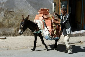 Backsteintransport in Moulay Idris