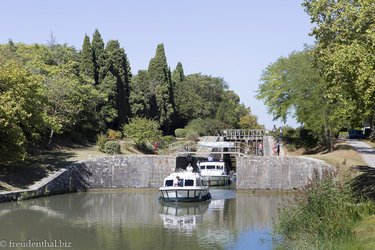 die Doppelschleuse von Lalande am Canal du Midi