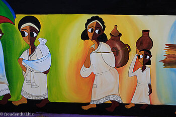 Wandbild bei den Four Sisters - Äthiopien