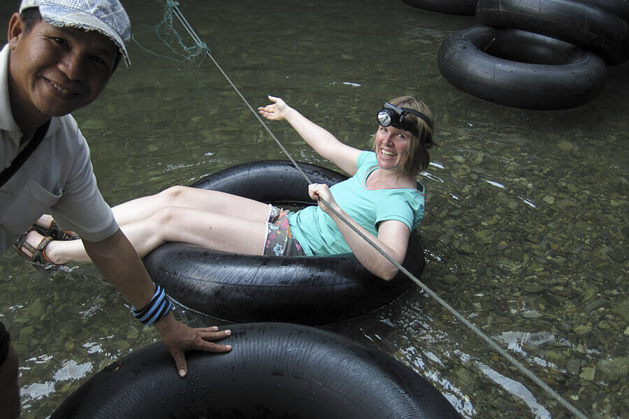 Tubingspaß bei der Tham Nam